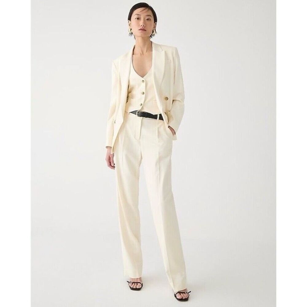 J. Crew Wide-leg essential pant in city twill Soft Ivory Size 14 NWT BZ289